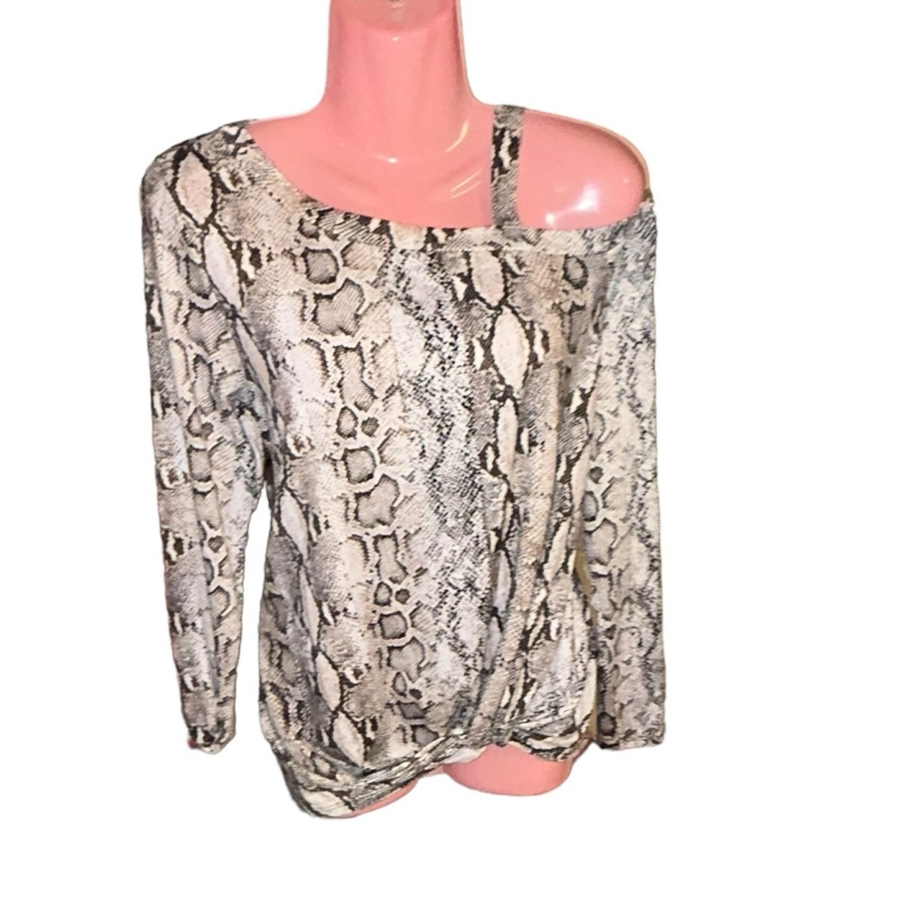 White Birch Snakeskin Cold Shoulder Top Blouse Size S